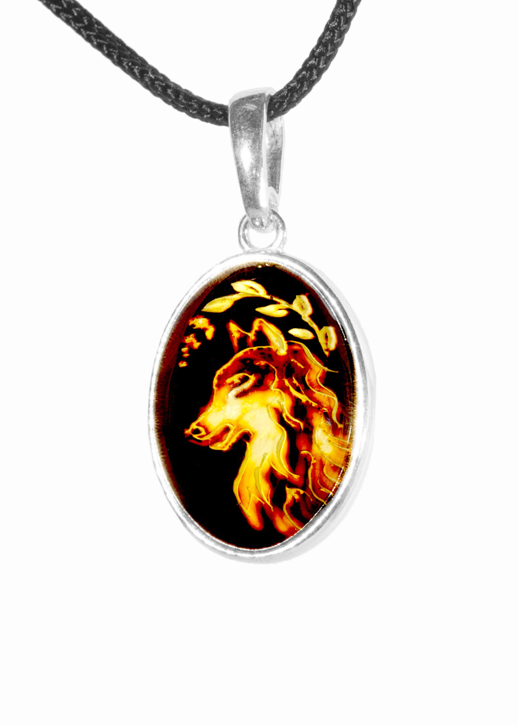 Minerals & Mystics Carved Amber Pendant