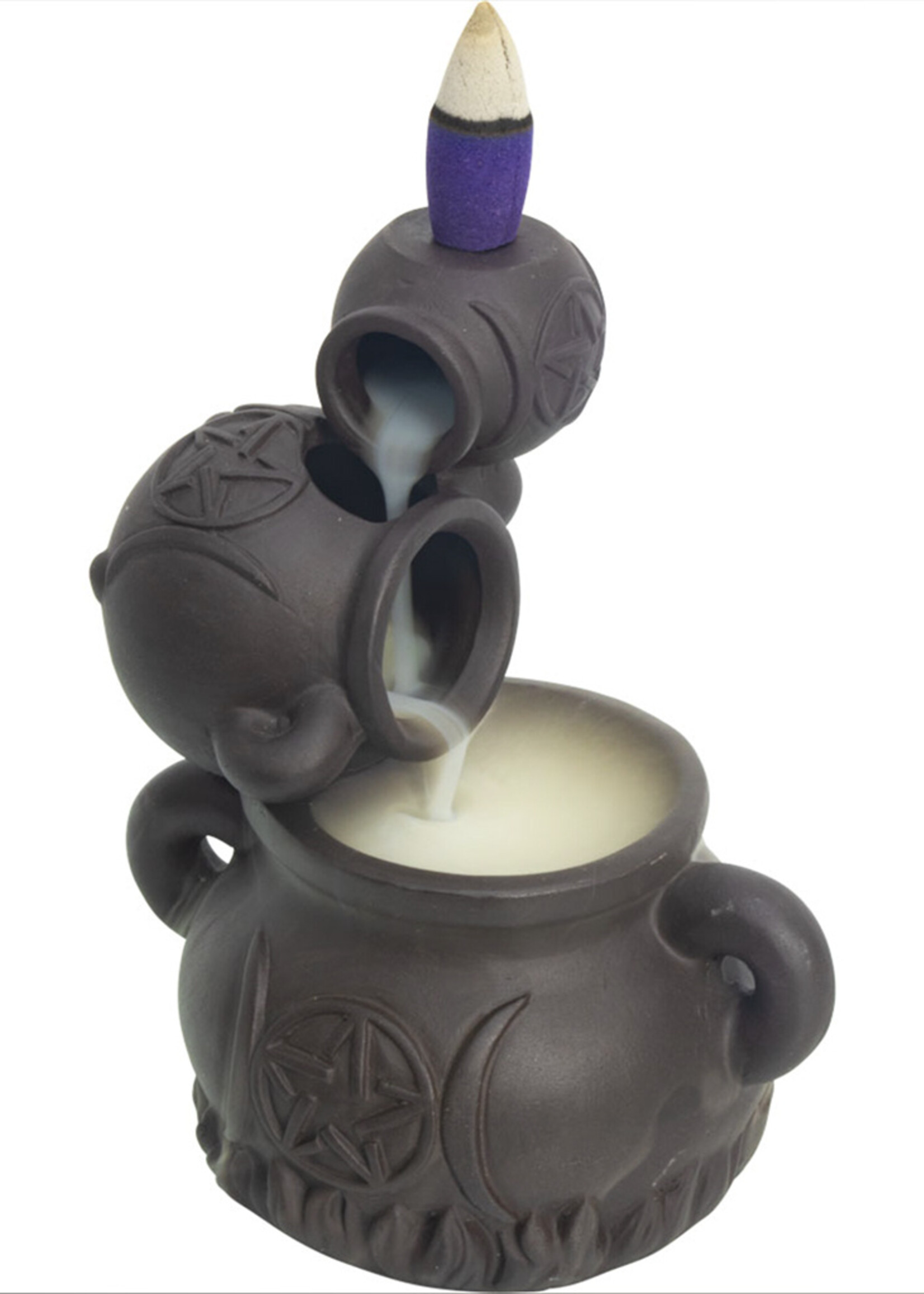 Minerals & Mystics Ceramic Backflow Incense Burner- Triple Cauldron