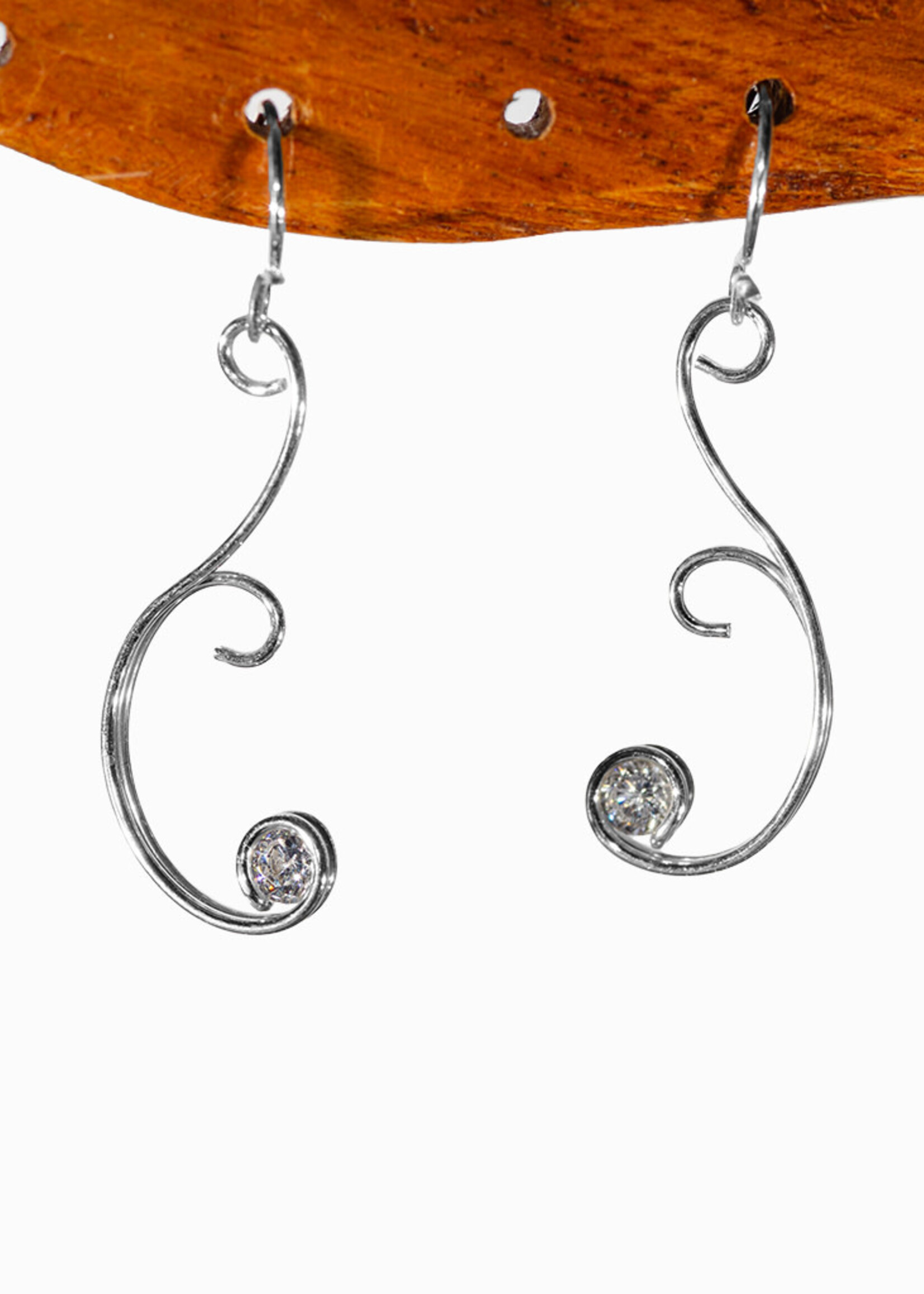 Mark Steel Jewelry Swirl with CZ Earrings