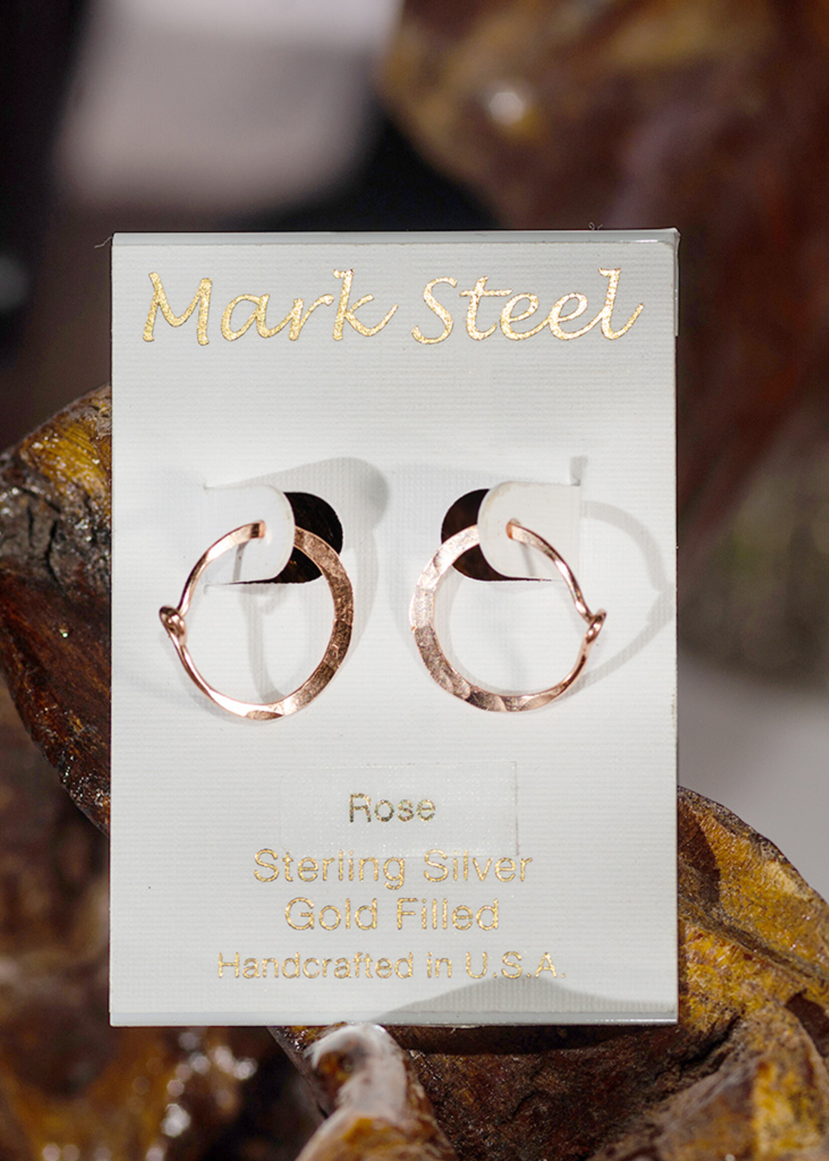 Mark Steel Jewelry Rose Gold Hammered Hoops