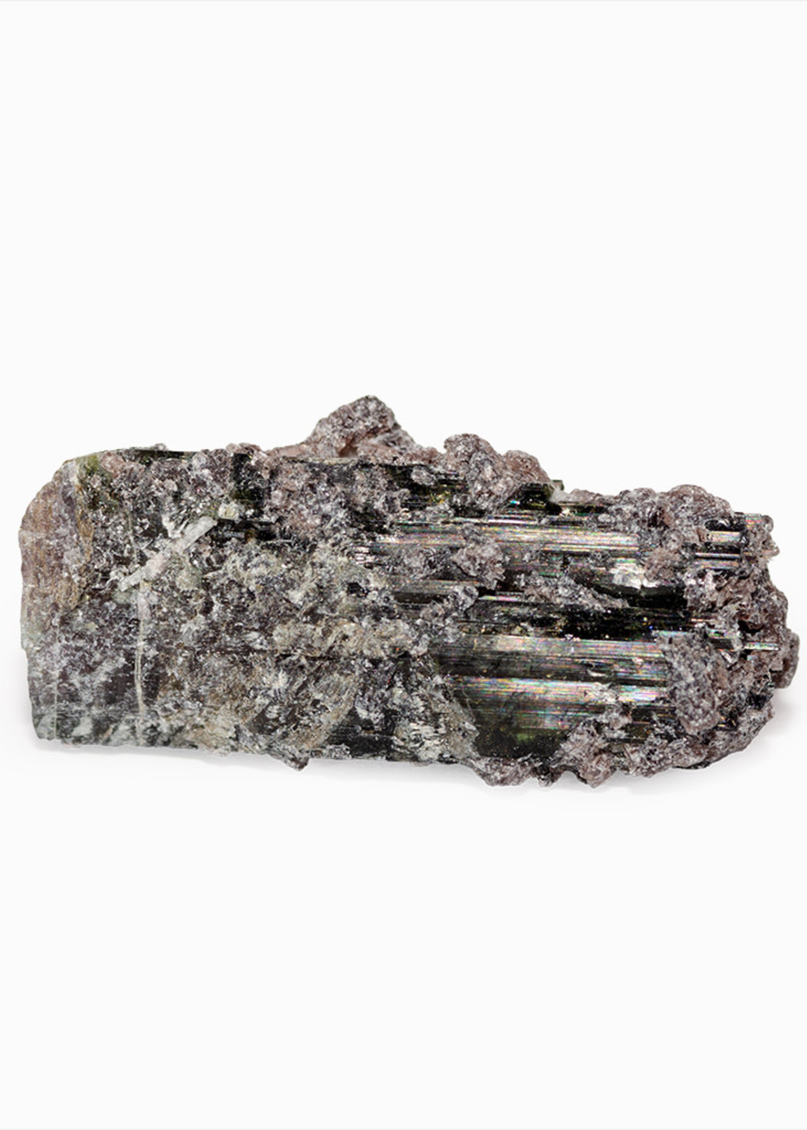 Minerals & Mystics Green Tourmaline Crystal with Lepidolite