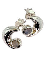 Crystal Earth CE Crescent Moon RB Moonstone Earrings