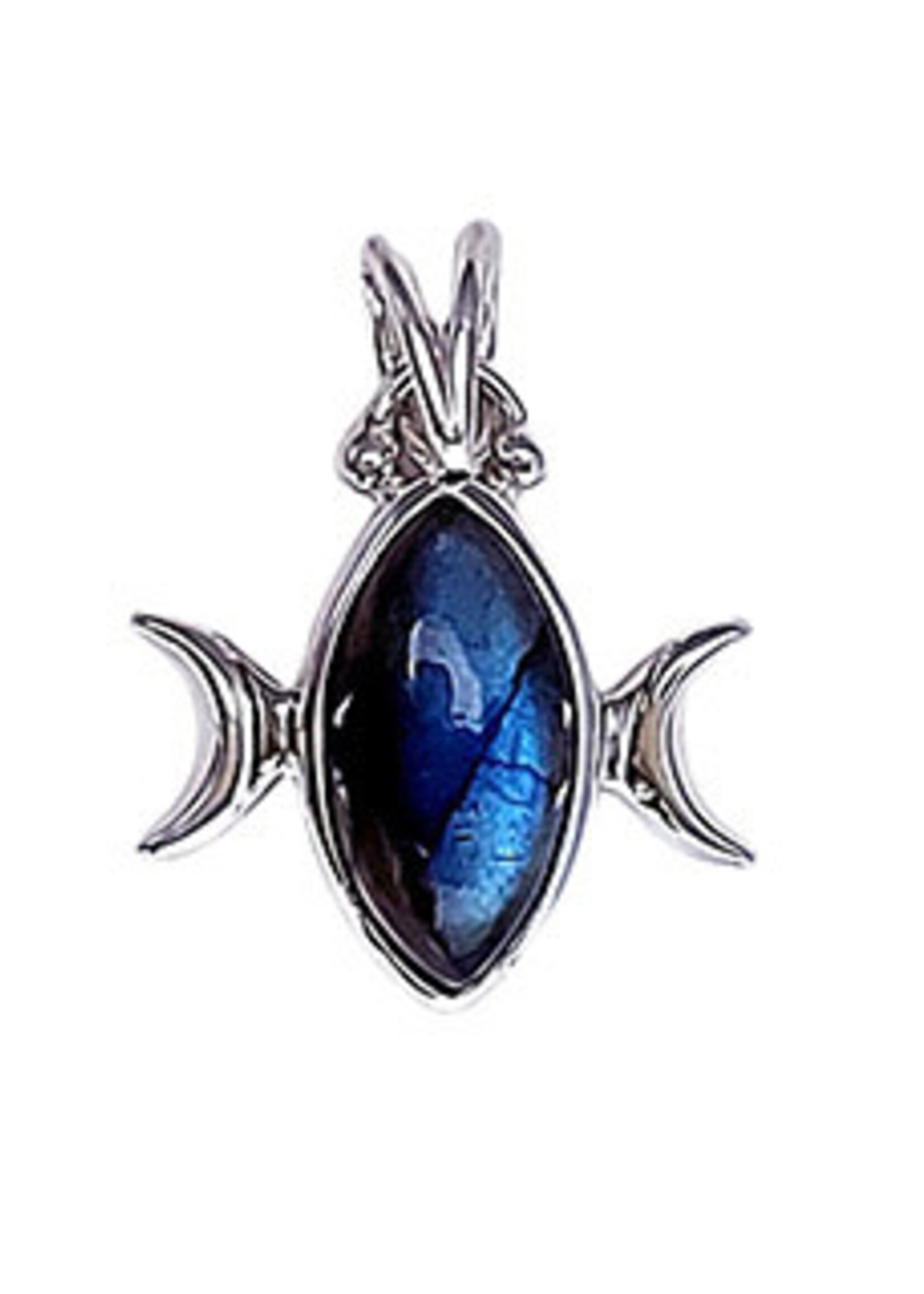 Crystal Earth CE SM Marquee Labradorite Triple Moon Pendant