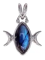 Crystal Earth CE LG Marquee Labradorite Triple Moon Pendant