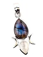 Crystal Earth CE Triple Goddess Labradorite Moonstone Pendant
