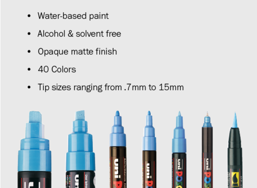 Posca 8 Piece Black Paint Marker Set