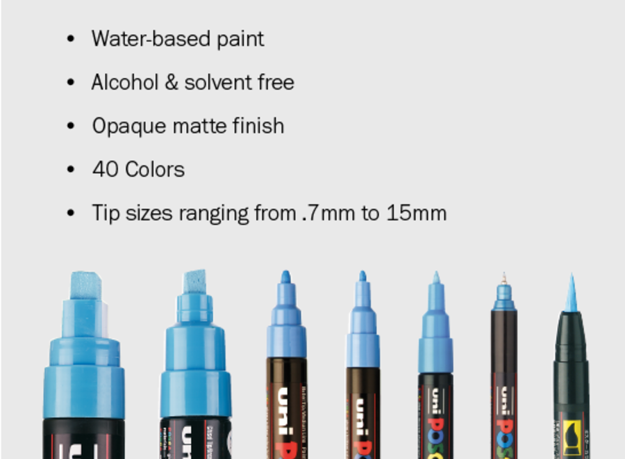 Posca Markers, Basic Colors Set of 8, Fine Tip