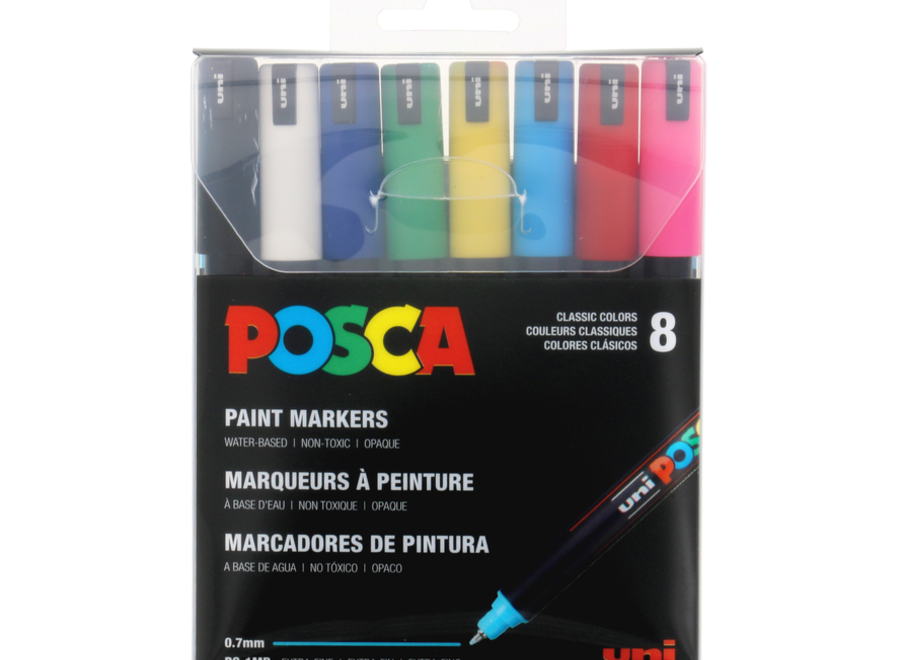 POSCA MARKER 8-COLOR SET, PC-1MR - Extra-Fine, Basic
