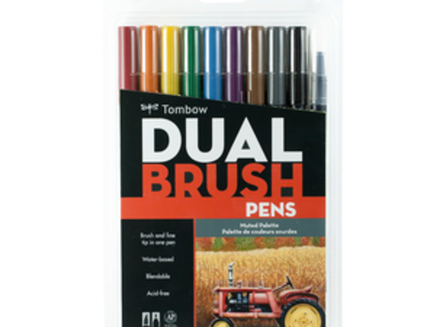TOMBOW DUAL BRUSH PEN SET - 10 Pens, Muted Tones