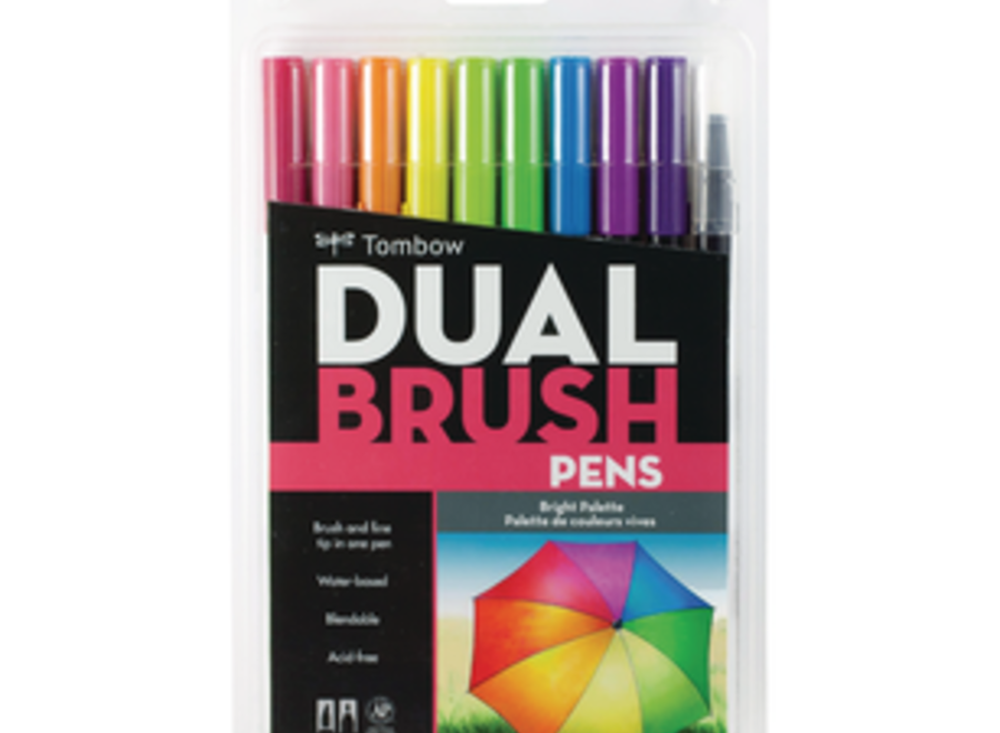 TOMBOW DUAL BRUSH PEN SET - 10 Pens, Brights
