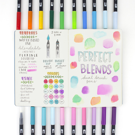 Tombow Dual Brush Pens - Secondary Colors, Set of 10