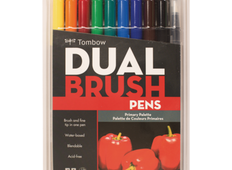 TOMBOW DUAL BRUSH PEN SET - 10-Pen, Primary Colors