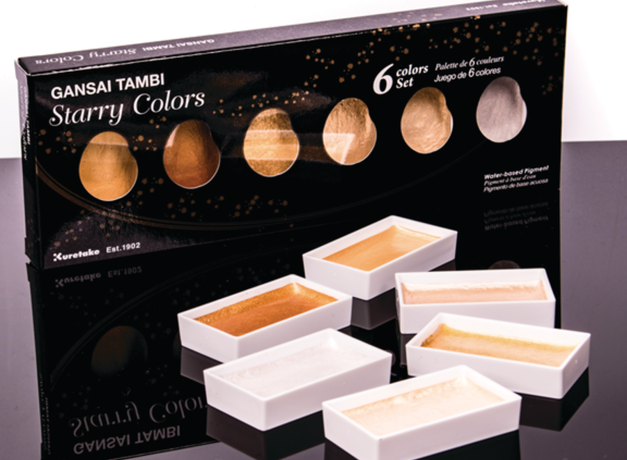 GANSAI TAMBI METALLIC WATERCOLOR SET - Starry, 6 Colors