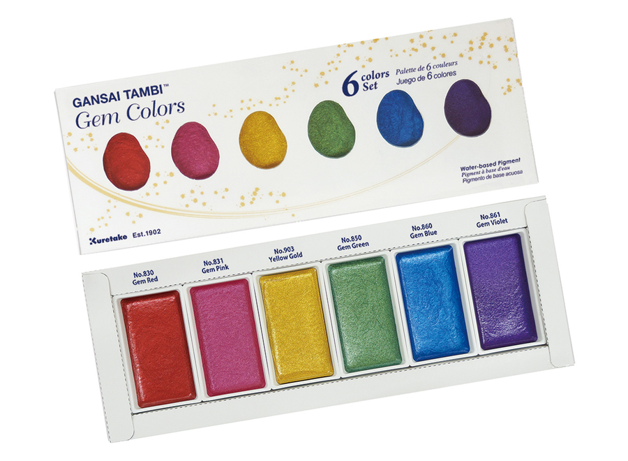 GANSAI TAMBI METALLIC WATERCOLOR SET - Gem, 6 Colors