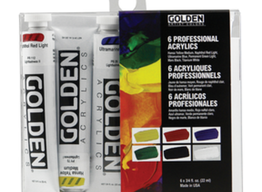 Golden OPEN Acrylic Introductory Set - Modern - Six 22ml tubes