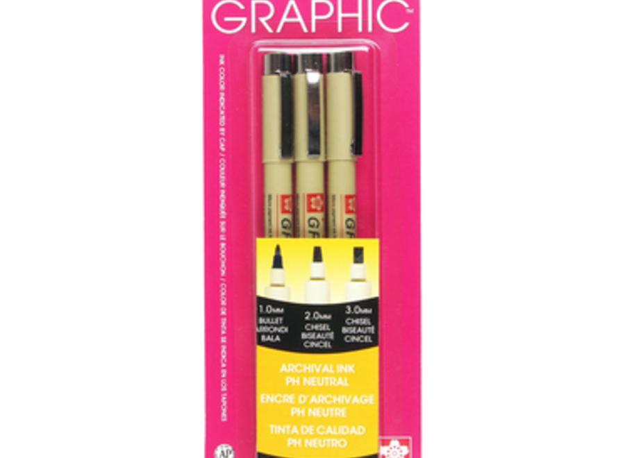 PIGMA MICRON GRAPHIC PEN SET - 3 Pens, Blacks