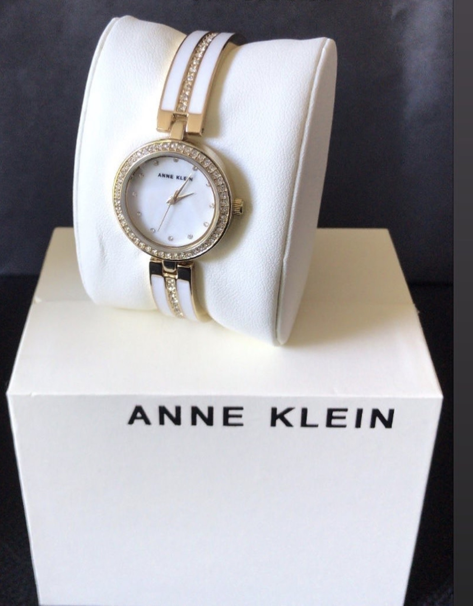 Anne Klein Anne Klein Watch w/ Diamond Accent Two-Tone Bangle Bracelet