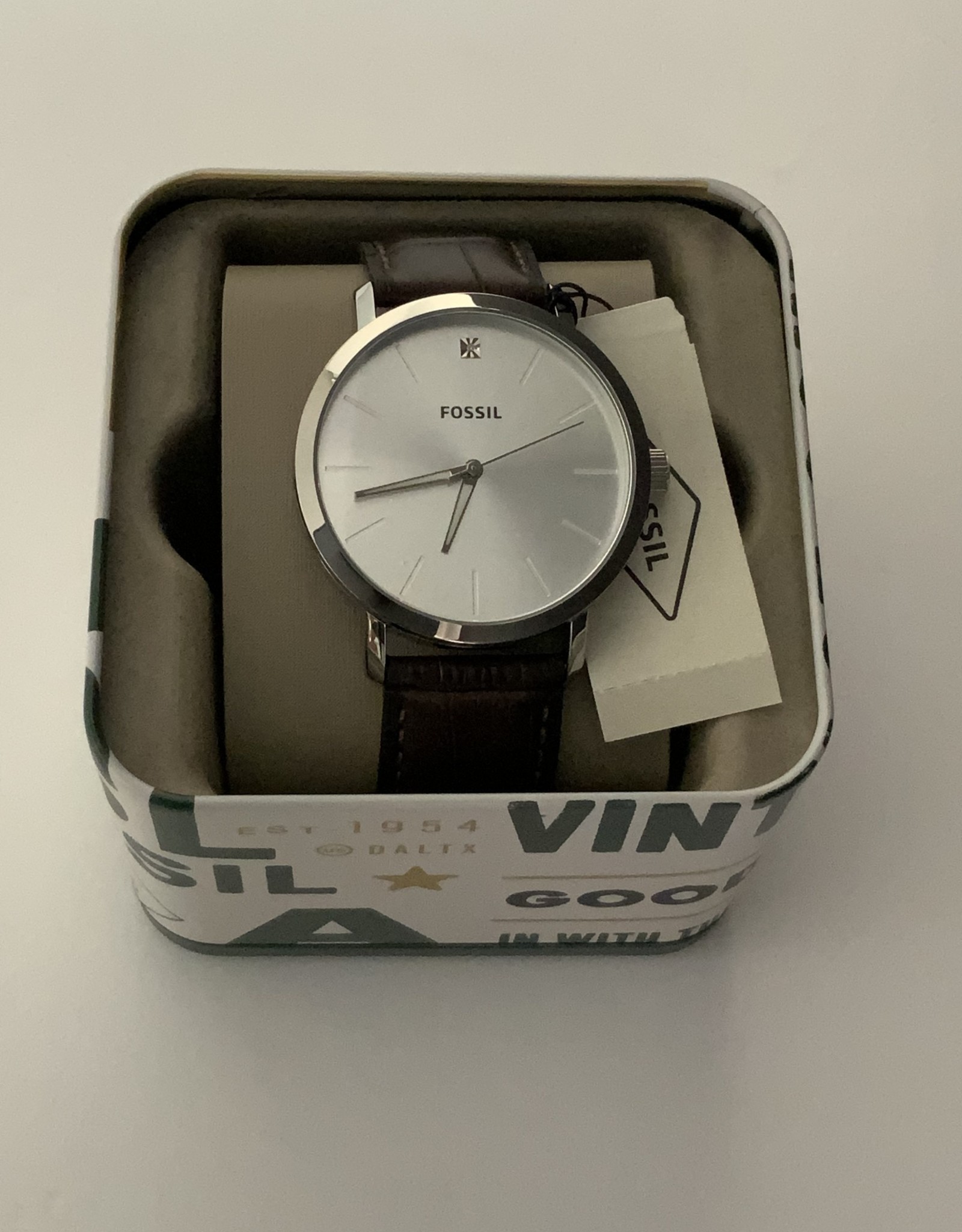 Fossil Fossil Watch White Silver Leather Strap
