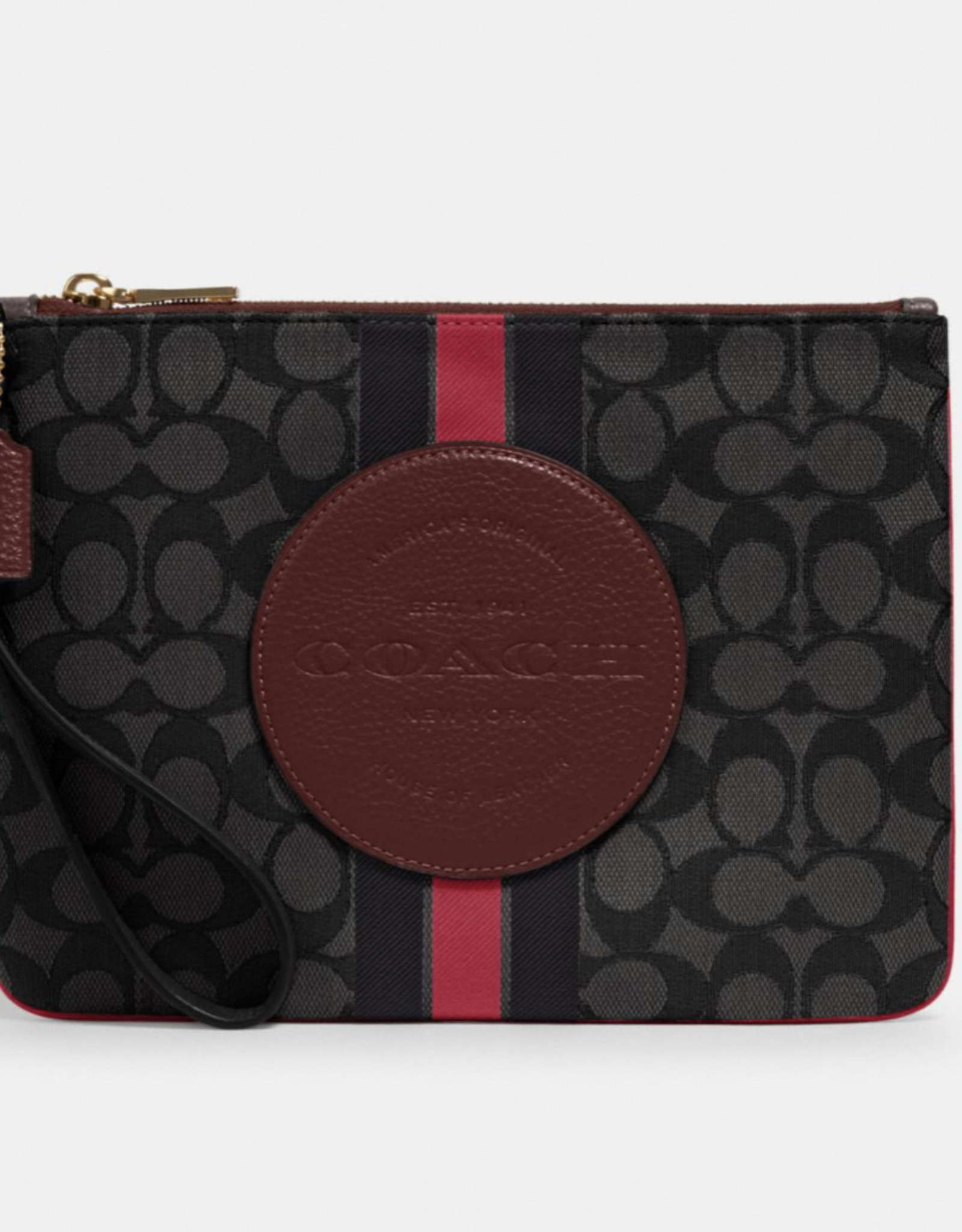 Coach Coach Dempsey Gallery Pouch Sig Jacquard with Stripe & Coach Patch