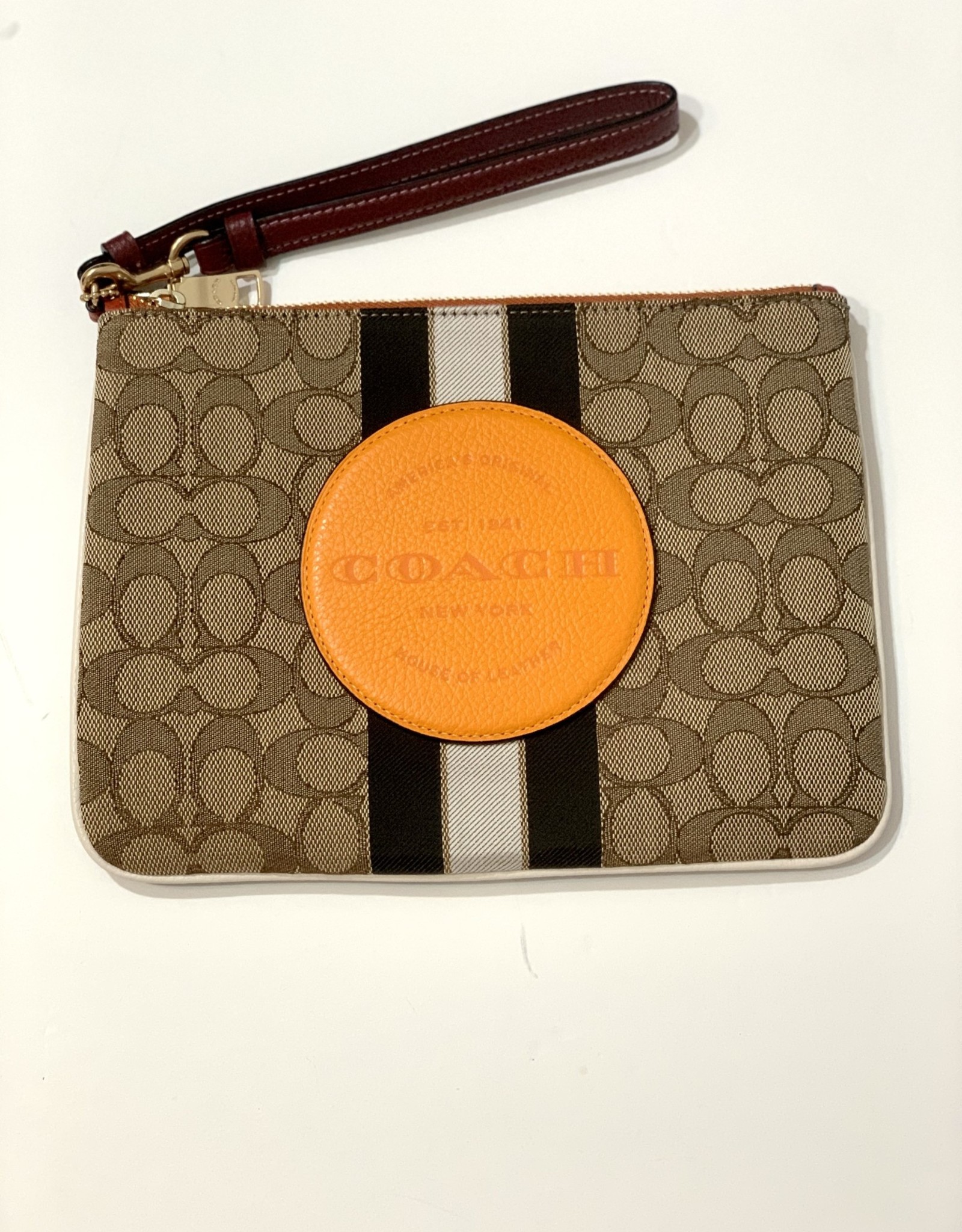 Coach Coach Dempsey Gallery Pouch Sig Jacquard with Stripe & Coach Patch