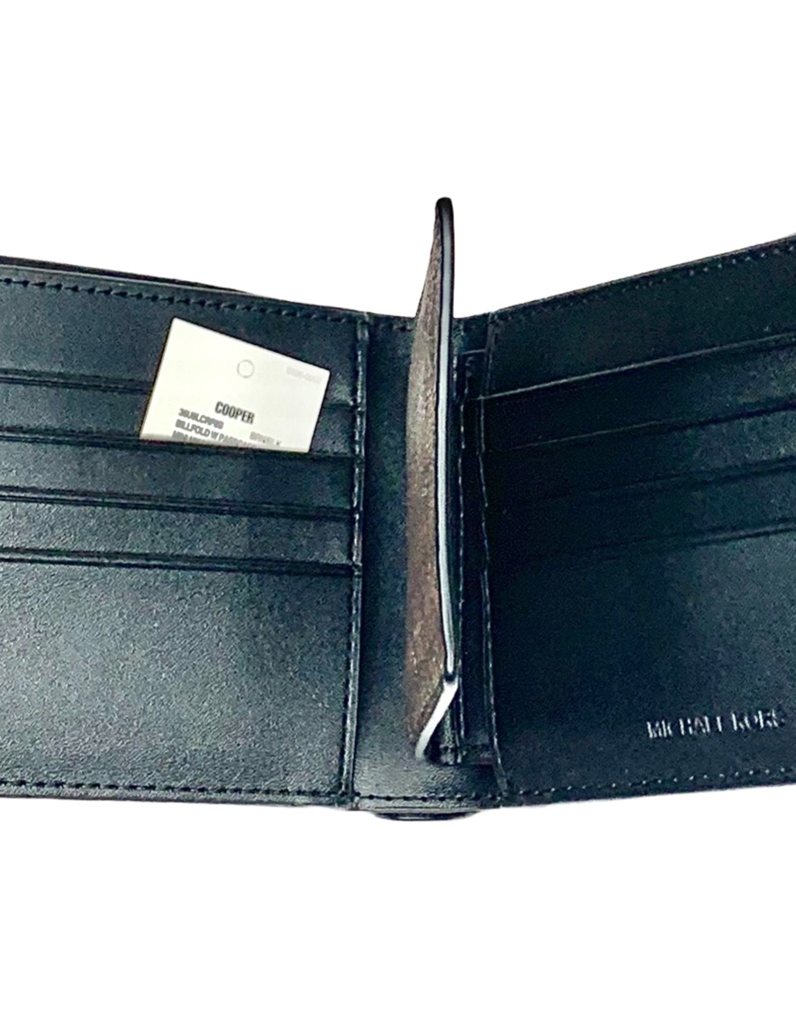 Michael Kors Men's Cooper Billfold with Passcase Wallet (Black PVC)