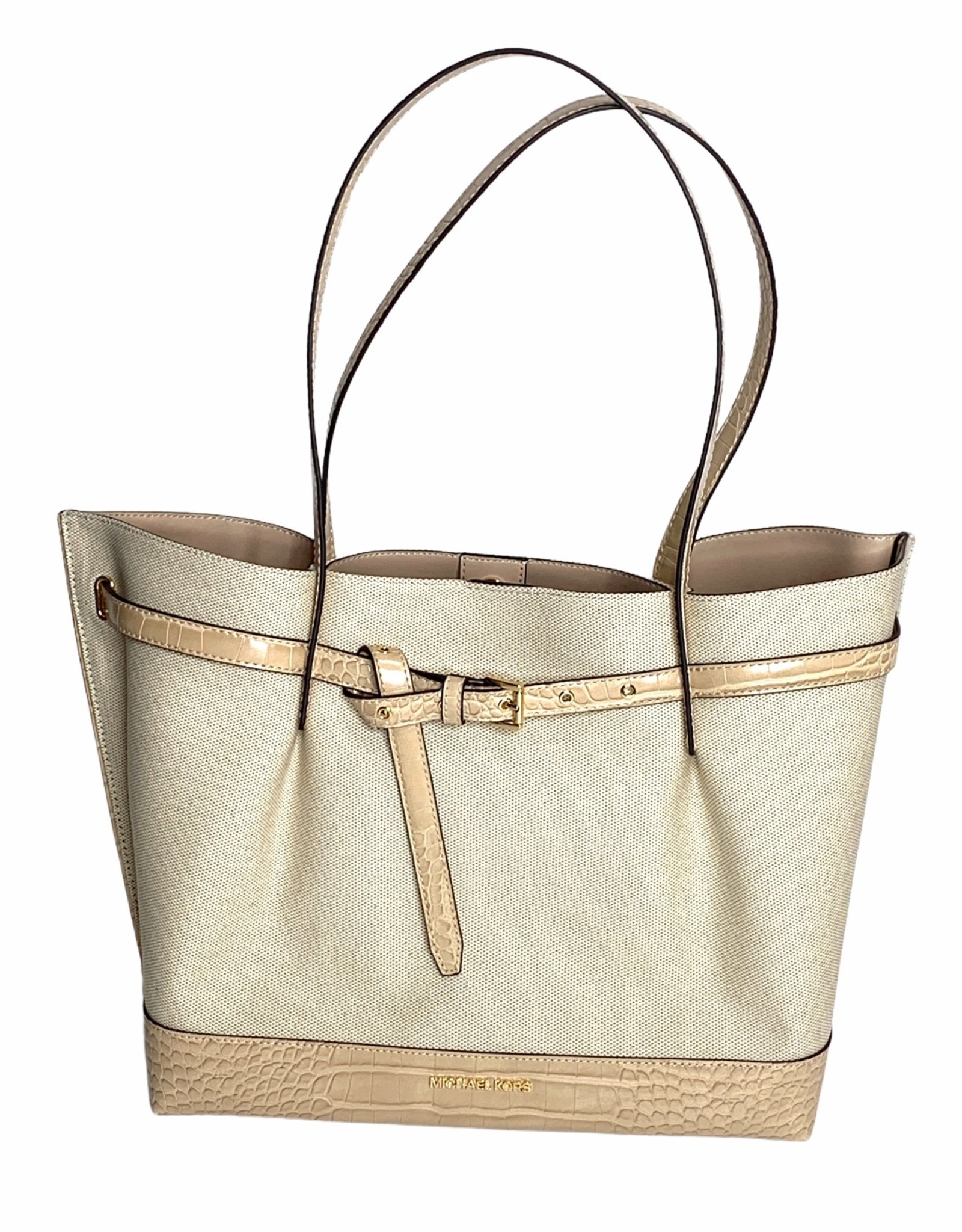 Michael Kors Michael Kors Emilia Large Canvas & Crocodile Embossed Tote Bag