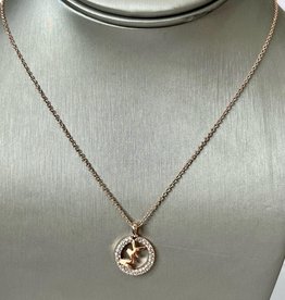 Michael Kors Michael Kors Necklace Round Pendant & MK Logo with Crystals