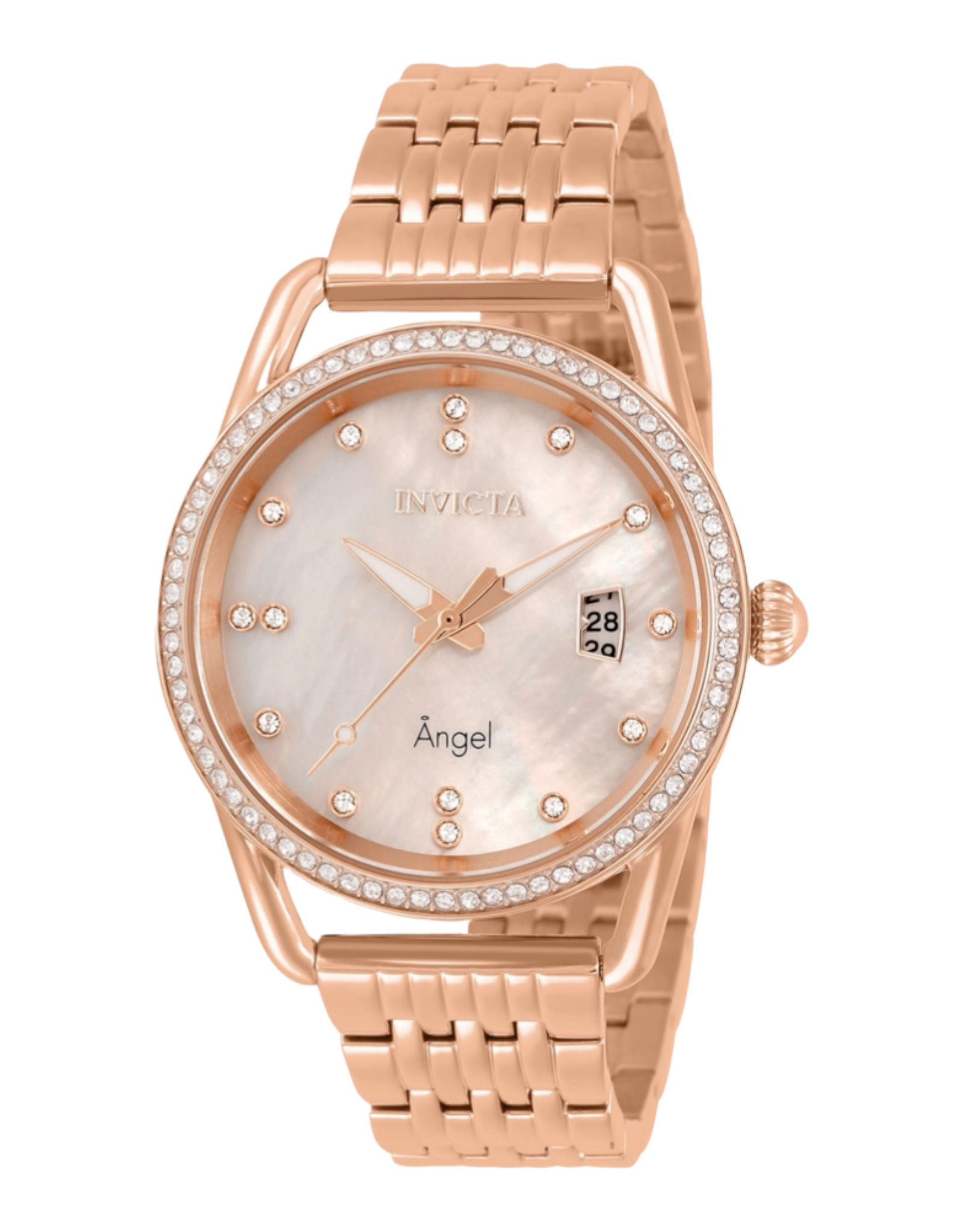 Invicta Invicta Angel Women’s Watch w/ Mother of Pearl Dial 37mm, Quartz, Gold Case & Gold Stainless Steel Band , 50m Water Resistant