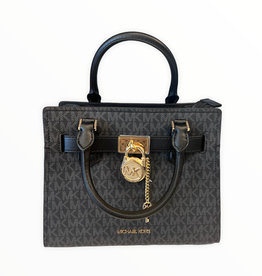 Michael Kors Michael Kors Hamilton Small Satchel Shoulder Bag Leather Gold Tone Hardware MK Key & Lock On Slip In Pocket 1 Zipper Pocket