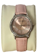 Anne Klein Anne Klein Lady’s Watch Leather Strap Round Face with Crystals
