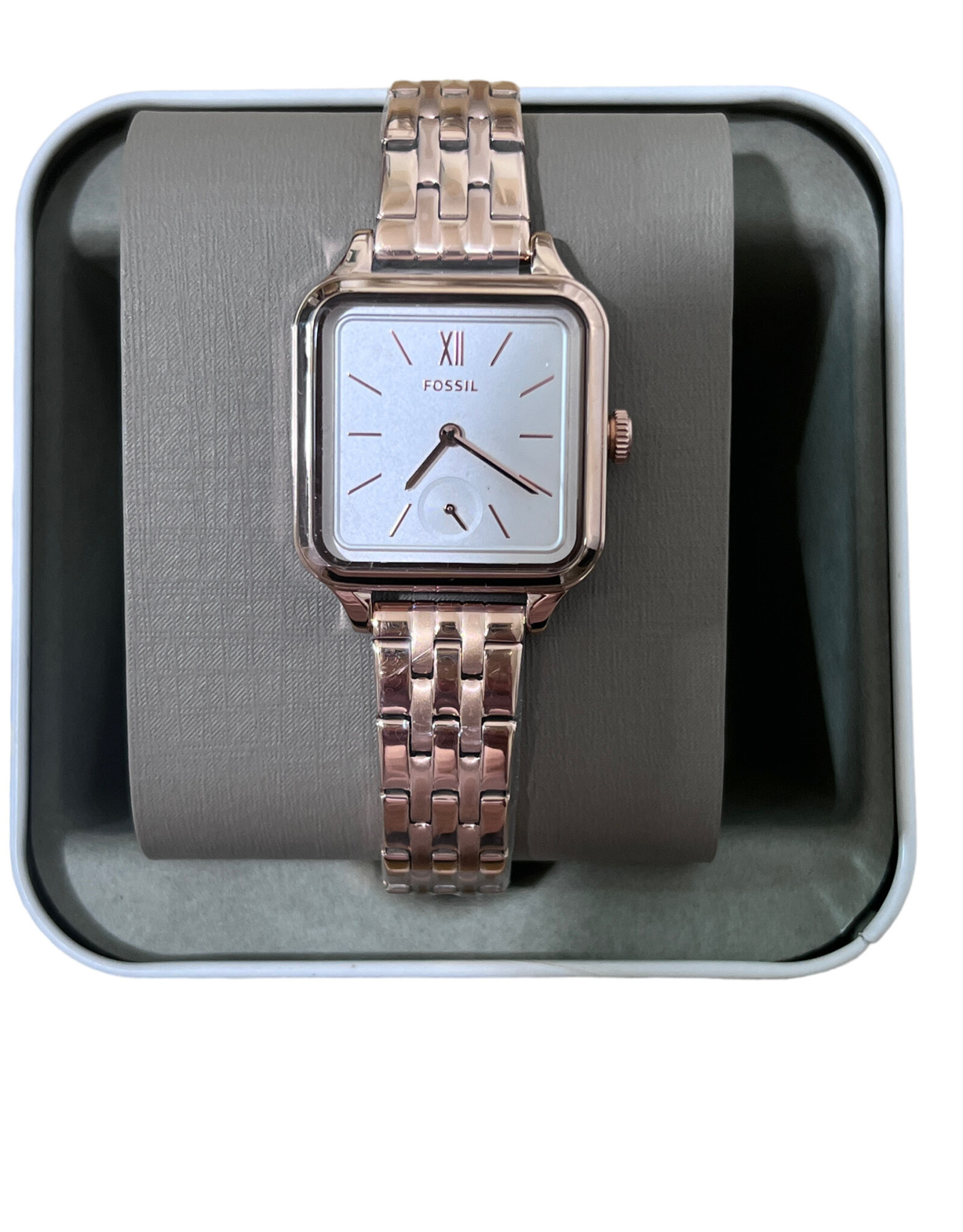 Fossil Fossil Lady’s Watch Squared Face Mother of Pearl Rose Gold Bracelet