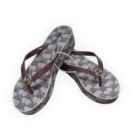 Michael Kors Michael Kors Bedford Logo Flip Flop Sig Print Canvas Platform Sole Rubber Sole