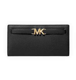 Michael Kors Michael Kors Reed Large Pebbled Leather Wallet Smart Snap Closure Polished Belted High-Shine “MK” Hardware