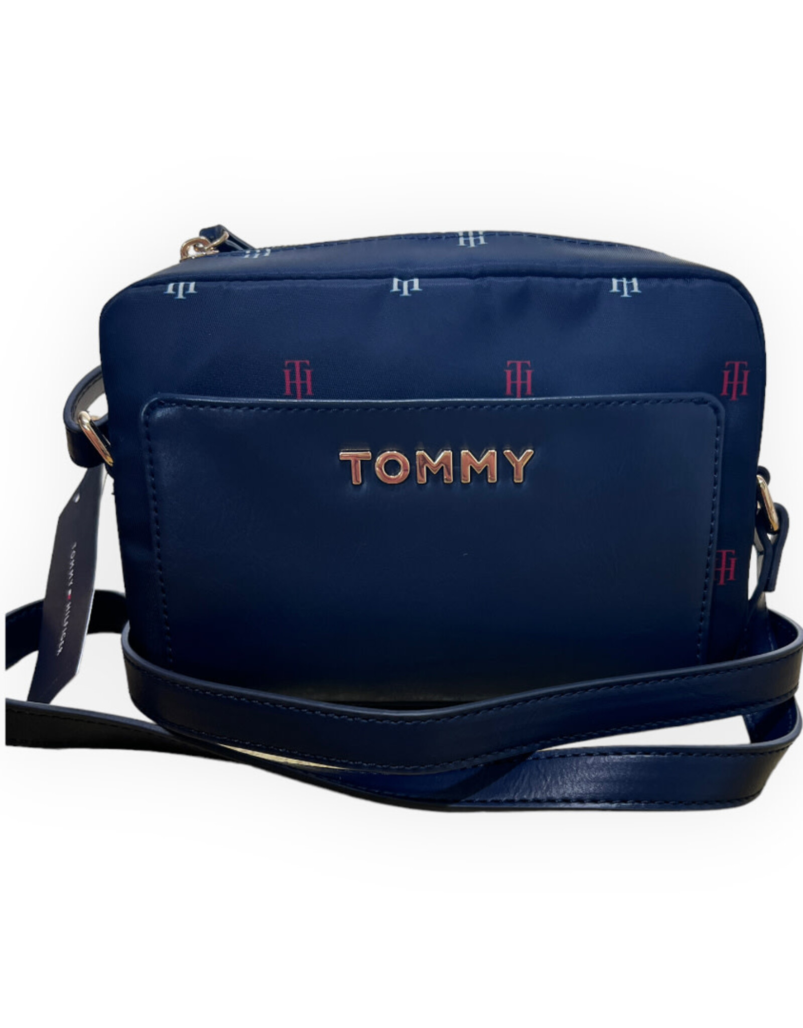 Tommy Hilfiger Tommy Hilfiger Crossbody Bag Leather Canvas Nylon Monogram Top Zip Front Pocket