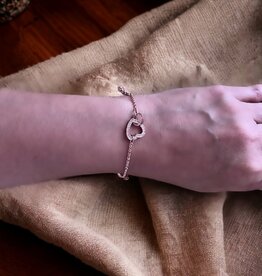 Finaella USA Fashion Jewelry Bracelet Heart Link Rose Gold Plated Austria Crystals