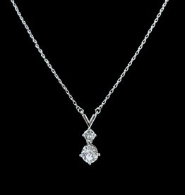 Finaella USA Fashion Jewelry Necklace 2 Stone Silver Plated Austria Cystals