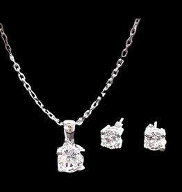 Finaella USA Fashion Jewelry Necklace & Earring Set Austria Crystals Sterling Silver White Gold-Plated