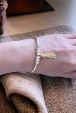 Finaella USA Fashion Jewelry Bangle Yellow Gold Plated with Charms & Tassle Swarovski Crystals