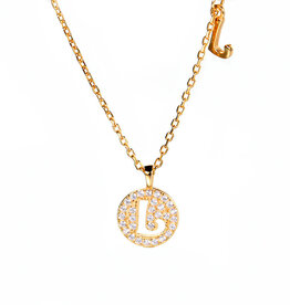 Finaella USA Fashion Jewelry Initial Necklace Round Pendant Zircon Crystals S925 Rose Gold Plated 16” - 18” Chain
