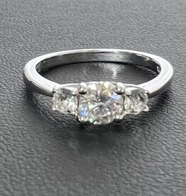 Finaella USA Fashion Jewelry Ring 3-Stone S925 18K Gold Plated Moissanite Center Swarovski Side Stone