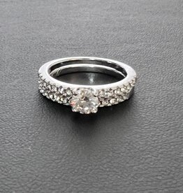 Finaella USA Fashion Jewelry Ring 2-Pc Set S925 18K Gold Plated Moissanite Center Swarovski Side Stone