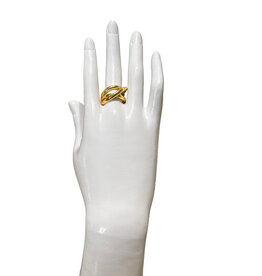 Finaella USA Fashion Jewelry Ring Crisscross 925 Sterling Silver 18K Gold-Plated 6.4g Adjustable