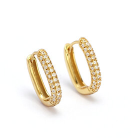 Finaella USA Fashion Jewelry Earrings 925 Shimmer Huggies Sterling Silver 18K Gold Plated 13.3 x 6.5mm 1.73 gm