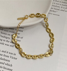 Finaella USA Fashion Jewelry Bracelet Link 925 Sterling Silver Yellow Gold Placed 16+3cm,5mm, 6.5 gm