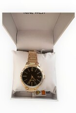 Nine West Nine West Watch Round Black Dial Gold-Tone Bracelet