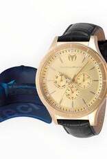 TechnoMarine TechnoMarine MoonSun Men’s Watch 45mm Black /Yellow Gold Tone + TechnoMarine Baseball Men’s Hat Blue