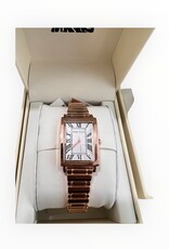 Anne Klein Anne Klein Watch Rectangular White Face Roman Numerals Rose Gold Tone Strap