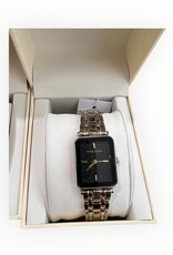 Anne Klein Anne Klein Watch Rectangular Black Face Two Tone Silver & Yellow Gold Tone Bracelet