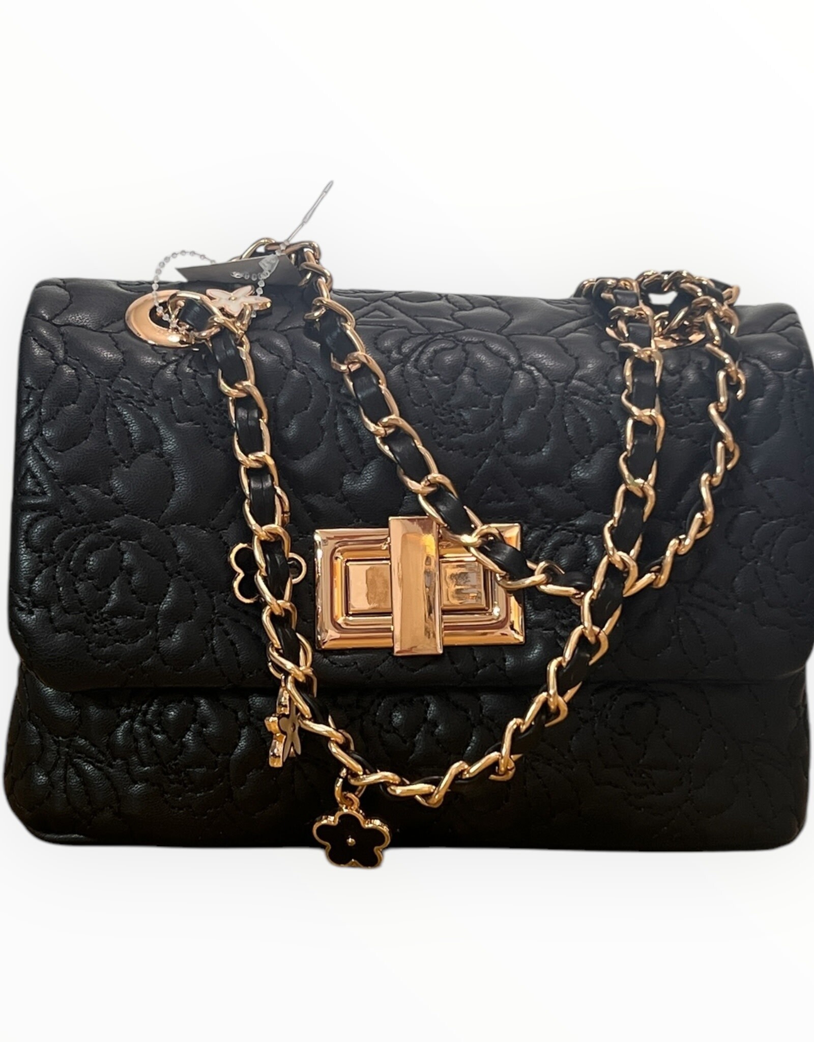 Aldo Aldo Crossbody Soft Embossed Leather Strap Rose Gold Tone Chain & Charms
