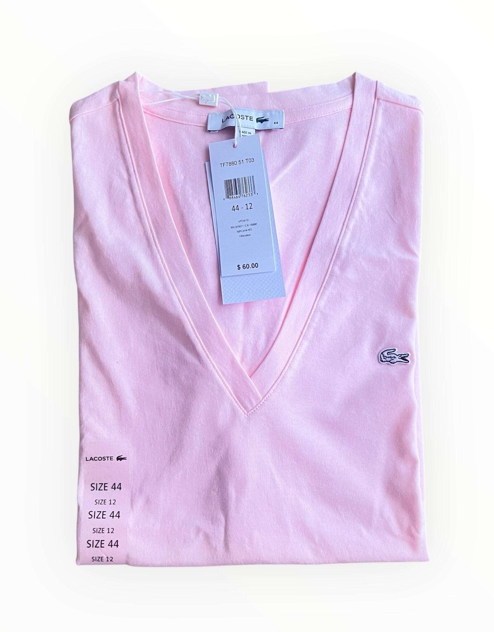 Lacoste Lacoste Women’s T-Shirt V-Neck 100% Cotton